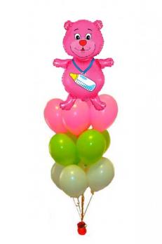 Фонтан из шаров Мишка девочке