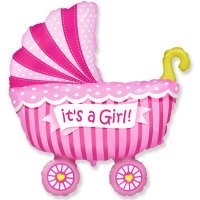 Шар фольга Коляска для девочки