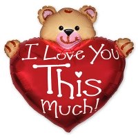 Шар на палочке "Мишка с сердцем"