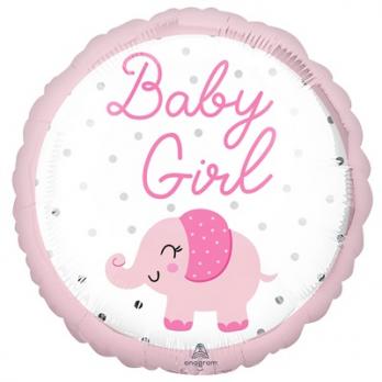 Шар круг "BABY GIRL Розовый слоник"