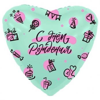 Шар сердце "День рождения"