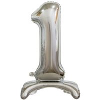Шарик цифра "1 серебро на подставке"