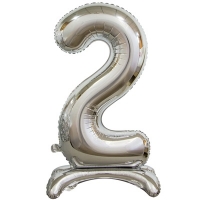 Шарик цифра "2 серебро на подставке"