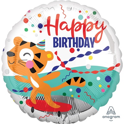 Шар круг "Happy Birthday тигренок"