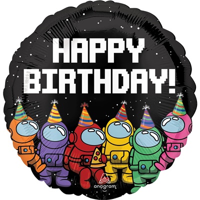 Шар круг "Happy Birthday космонавтики"