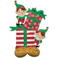 Шар на подставке "Эльфы и подарок"