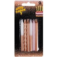 Свечи д/торта роз зол/бел блеск 12шт