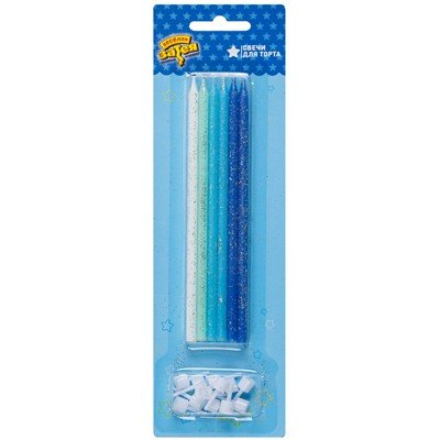 Свечи д/торта Голубой Микс блеск 12шт