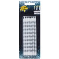 Свечи д/торта Полосы серебро 12шт