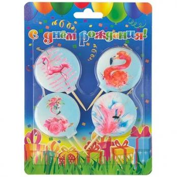 Свечи д/торта на пиках Фламинго 4шт Свечи д/торта на пиках Фламинго 4шт