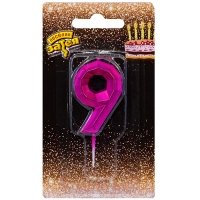 Свеча -цифра "9" Диамант Маджента