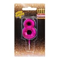 Свеча -цифра "8" Диамант Маджента