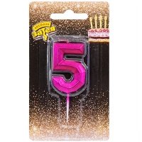 Свеча -цифра "5" Диамант Маджента
