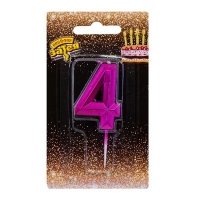 Свеча -цифра "4" Диамант Маджента