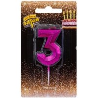 Свеча -цифра "3" Диамант Маджента