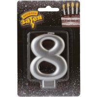 Свеча -цифра "8" Серебряная