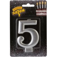 Свеча -цифра "5" Серебряная