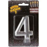 Свеча -цифра "4" Серебряная