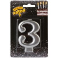 Свеча -цифра "3" Серебряная