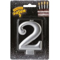 Свеча -цифра "2" Серебряная
