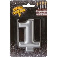 Свеча -цифра "1" Серебряная