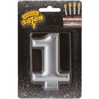 Свеча -цифра "1" Серебряная