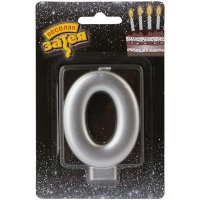 Свеча -цифра "0" Серебряная