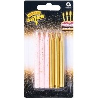 Свечи д/торта золот/розов блеск12шт
