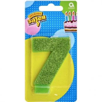 Свеча -цифра "7" Глиттер