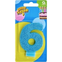 Свеча -цифра "6" Глиттер