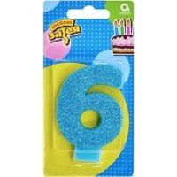 Свеча -цифра "6" Глиттер