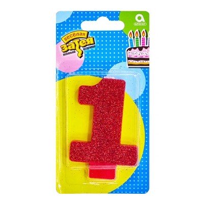 Свеча -цифра "1" Глиттер