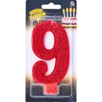 Свеча -цифра "9" Гигант глиттер