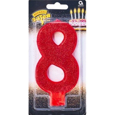 Свеча -цифра "8" Гигант глиттер