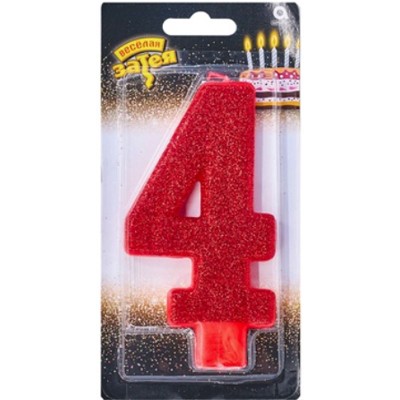 Свеча -цифра "4" Гигант глиттер