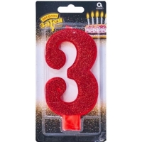 Свеча -цифра "3" Гигант глиттер