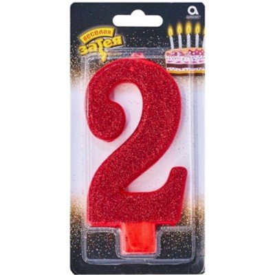 Свеча -цифра "2" Гигант глиттер