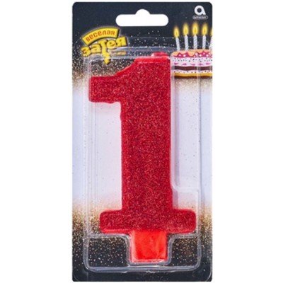 Свеча -цифра "1" Гигант глиттер