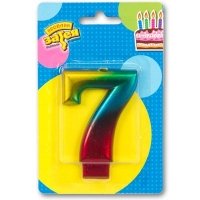 Свеча -цифра "7" Радуга металлик