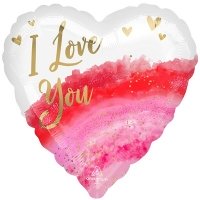 Шар сердце "I Love You Акварель красный"