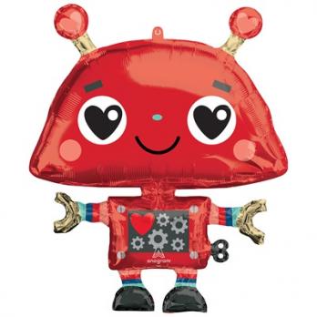 Шар фигура "Влюбленный робот красный"