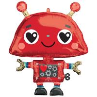 Шар фигура "Влюбленный робот красный"