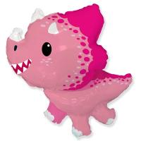 Шарик фигура "Динозавр Трицератопс розовый"