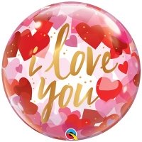 Шар BUBBLE "I Love Сердца красные"