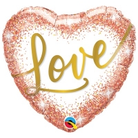 Шар сердце "LOVE глиттер Rose Gold"