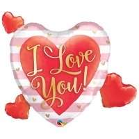 Шар сердце "Love полосы розовые"