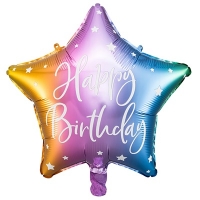 Шар звезда "Happy Birthday мульти"