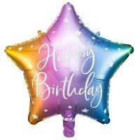 Шар звезда "Happy Birthday мульти"