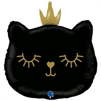Шар фигура "Голова кошки черная в короне"