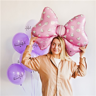 Шар фигура "Бант розовый"